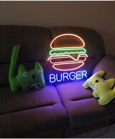 Resim Led Işıklı Burger Hamburger Duvar Tablo 