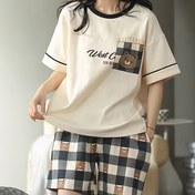Resim Kadınlar İçin 2025 Yeni Yaz Kısa Kollu Şortlu Pijama Takımı - Rahat ve Sevimli Stil 