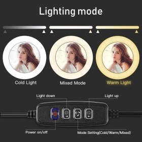 Resim Saywin Masaüstü Youtuber 360° LED Mini Tripod Makyaj Selfie Işığı 6" Halka 