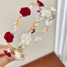 Resim 1 adet Gül Yapay İnci Bandı Fransız Vintage Yüksek Kaliteli Saç Aksesuarı Saç Klipsi Kadınlar ve Kızlar için Günlük Kullanım 