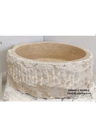 Resim DkMar Traverten Kütük Lavabo 