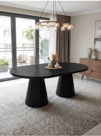 Resim Ligna Açılır Masif Ahşap Yemek Masası Siyah 