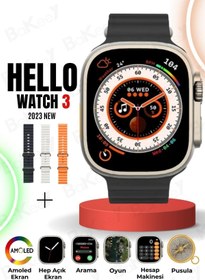 Resim Bakeey Hello Watch 3 Amoled Ekran 3 Kordon Wireless Pusula 4gb Hafıza Watch 8 Akıllı Saat 