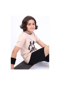 Resim Toontoy Kids Toontoy Erkek Çocuk Play Side Baskılı Şortlu Takım Bej 