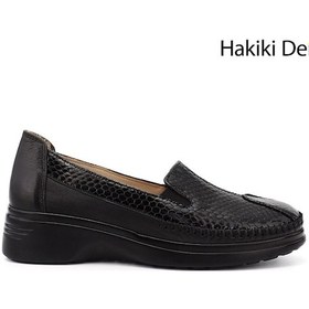 Resim Gönderi R Siyah Krako Dolgu Taban Hakiki Deri Comfort Ayakkabı Siyah - Siyah Kroko 