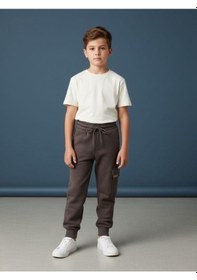Resim Zekids Erkek Çocuk Kargo Cepli Şardonlu Eşofman Alt-16659 Füme 