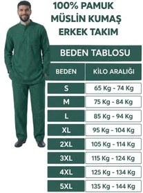 Resim PORİENTO Lacivert Geniş Kalıp %100 Pamuk Müslin Kumaş Hakim Yaka Kısa Kollu Erkek Hac Umre Takımı Salaş Günlük 