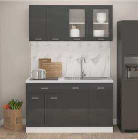 Resim Tdesigno Helin Mutfak 140 Cm Tezgah Dahil Antrasit 