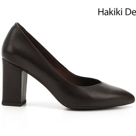 Resim Gönderi R Kahve Antik Sivri Burun Yüksek Kalın Topuklu Hakiki Deri Ayakkabı Kahve 