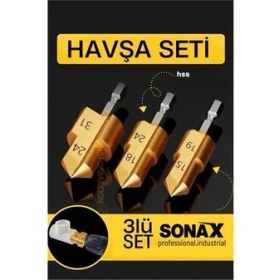 Resim Plastik Boru Kalemtraş Kademeli Boru Açma Pvc Pprc Boru Tamir Delme Genişletme Onarımı Için 3'lü Havşa Seti 