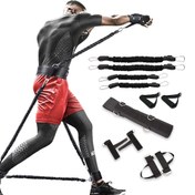 Resim 12 parçalık Direnç Boksa Eğitim Seti. MMA Boksa Direnç Eğitim Kayışı -68.04KG Ağı Heavy-Duty Boksa Direnç Kayışı Seti, Evde Boksa/Taekwondo Eğitimi için Uygun, Boksa Güç Eğitim Ekipmanı, Bacak ve Kol Eğitimi, Tüm Vücut Egzersizi. 