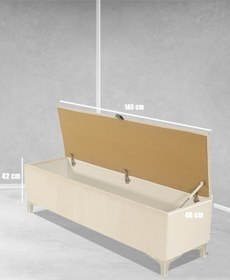 Resim Vetra V2 Sandıklı Puf Beyaz Dilimli Model Sandıklı Bench Puf - Sandıklı Yatak Ucu Bankı 