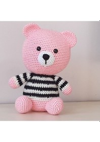 Resim Amigurumi Örgü Oyuncak Ayı Açık Pembe 