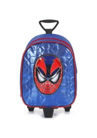 Resim Spiderman Çekçekli Mavi Parlak Dikişli Baskılı Anaokulu Çantası 