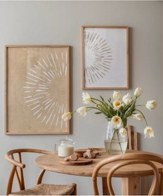 Resim Çerçevesiz Poster Rustik Doku Ve Soyut Çizgi 2'li 