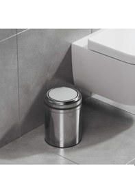 Resim Aquabagno Aqua Bagno Basic Çöp Kovası - Sallanır Kapaklı 5 L, Parlak Krom Paslanmaz-35.99.57.04.01 Krom 