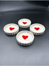 Resim 4'lü Kalpli Tırtıklı Sosluk Lokumluk Reçellik Çerezlik 