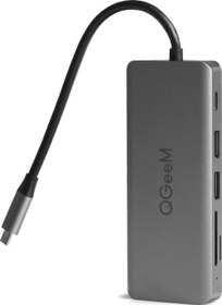 Resim QG-UH09 USB 3.0 Type C 9in1 2xHDMI-VGA-TF SD Kart Okuyucu-USB 3.0-USB 2.0 Hub QGeeM