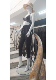 Resim Eren Style Italyan Beli Bağlamalı Kamuflaj Desenli Dar Paça Pantolon-9078 Siyah 