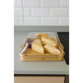 Resim Bambum Modica - Akrilik Kapaklı Bambu Kek Fanusu Kare Küçük 