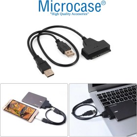 Resim Microcase USB 2.0 To 2.5 Inç Sata Power Destekli HDD SSD Çevirici Veri Aktarma Kablosu - AL2627 