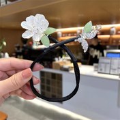 Resim 1 adet Kelebek Kamelya Şekilli Dekor Saç Topuz Makinesi DIY Zarif Sahte İnci Rhinestones Dekor Tembel Saç Maşası Fransız Twist Saç Modeli Topuz Saç Aksesuarları 