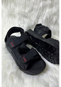 Resim Günlük Unisex Kalın Anatomik Taban Cırtlı Ayarlanabilir Plaj Havuz Deniz Sandalet 037-337-183 Siyah Gençpoli 