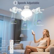 Resim Yeni Cool 3-Head Beyaz Fan ve Işık Asılı Fan, LED Akıllı Tavan Fanı 27/E26 Tabanlı, Uzaktan Kumanda (Piller Dahil Değil), Ayarlanabilir Hız ve Parlaklık, Yatak Odası, Oturma Odası, Çalışma Odası, Mutfak ve Banyo için Uygun - Modern Tasarım, Tüm Mevsim Kullanımı, Masa Altı Erişilebilir 