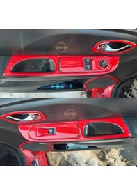 Resim Renault Clio4 Double Teyp uyumlu Full Set Kırmız Torpido Konsol Maun Kaplama (Kırmızı) 