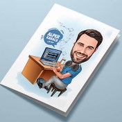 Resim Müzik Sevdalısı Erkek Karikatürlü Tebrik Kartı 