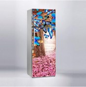 Resim Jasmin2020 Mavi Kelebek Güller Desenli Buzdolabı Kaplama Sticker Etiketi 