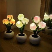 Resim 1 adet LED Lale Gece Lambası, Simüle Lale Masa Lambası, Oturma Odası için Romantik Vazo Dekorasyonu, USB ile Çalışan, Yatak Odası, Ofis, Doğum Günü, Festival ve diğer Atmosfer Dekorasyonları için Uygun 