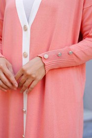 Resim Düğmeli Merserize Hırka Pembe - Standart 
