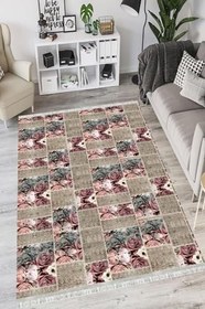 Resim Patchwork Westa Kaymaz Tabanlı Yıkanabilir Antibakteriyel Dijital Baskı Patchwork Halı Kilim, PW-8152A-WST-100X500 
