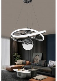 Resim Dalga Tek Toplu Led Avize - - Kumandalı / Krom Krom 