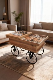 Resim Hediyeler Kapında Akıllı Çok Fonksiyonlu Satranç ve tavla Orta Sehpası 