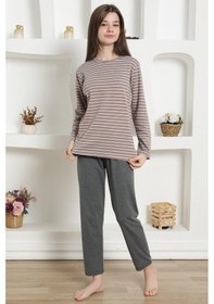 Resim Akbeniz Kız Çocuk Penye Pijama Takım 20424 Füme 