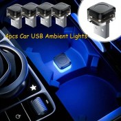 Resim Cloudstore Kırmızı 4 Adet Led Usb Araç İçi Aydınlatma Lambaları Dashboard Konsol Kapı Paneli Okuma Işıkları 