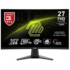Resim MSI Mag 27C6F 27" 1 MS 180 Hz Adaptive-Sync 16:9 Curve 1500R Rapid VA FHD Oyuncu Monitörü 