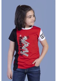 Resim Toontoy Kids Toontoy Erkek Çocuk Garni Detaylı Baskılı Tişört Kırmızı 