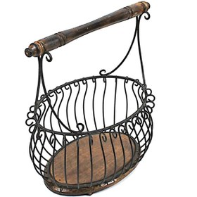 Resim Otantik Çarşı Ahşap Ferforje Sepet Gazetelik 47x30x46 cm. 