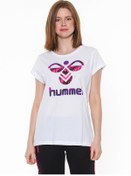 Resim Hummel Triana Kadın Beyaz Baskılı Bisiklet Yaka Tişört 