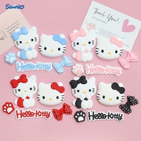 Resim 5 adet Sanrio Hello Kitty DIY Reçine Sticker - Telefon Kılıfları, Çantalar, Ayakkabılar, Cüzdanlar için Fiyonk, Kalpler & Pati İzleri ile Yeniden Kullanılabilir Önceden Kesilmiş Etiketler - Sevimli Karikatür Dekoratif Stickerlar, Aksesuar Özelleştirme, Karakter Temalı, Yarı Mat Bitiş, Cüzdan Süslemesi, Eğlenceli Grafikler, Dayanıklı Malzeme, Kawaii Severler 