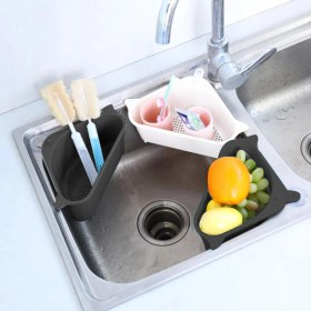 Resim Gül Plastik Vantuzlu Süzgeçli Lavabo Içi Meyve Sebze Pirinç Yıkama Süzgeci ve Çöp Süzgeci Düzenleyici 