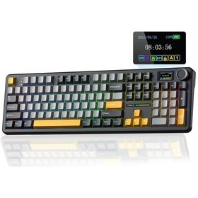 Resim Aula F108 Pro Ekranlı Mekanik Klavye Reaper Switch Rgb Hot Swap 8000mah Makrolu Oyuncu Klavyesi Siyah 