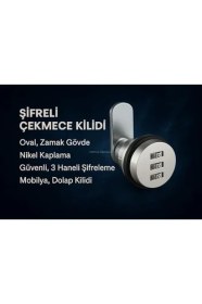 Resim Şifreli Çekmece Kilidi, Oval, Gövde, Nikel Kaplama, Güvenli, 3 Haneli Şifreleme, Mobilya, Dolap Kilidi 