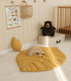 Resim Dear Deer Love Oyun Halısı - Hardal Yaprak Oyun Minderi 