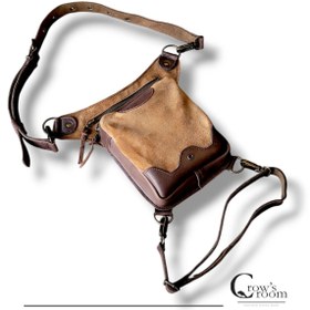 Resim Crow'sRoom Handmade Deri Bel Ve Bacak Çantası (BÜYÜK MODEL KAHVE&TABA) 