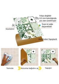 Resim Tink Kendinden Yapışkanlı Karma Yeşil Londra Desenli Pvc Karo 30x30 