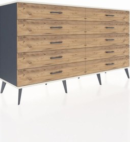 Resim Hyperion Konsol 10 Çekmeceli 176x44x99 Antrasit-aytaşı/çam Antrasıt/aytası - Antrasıt 